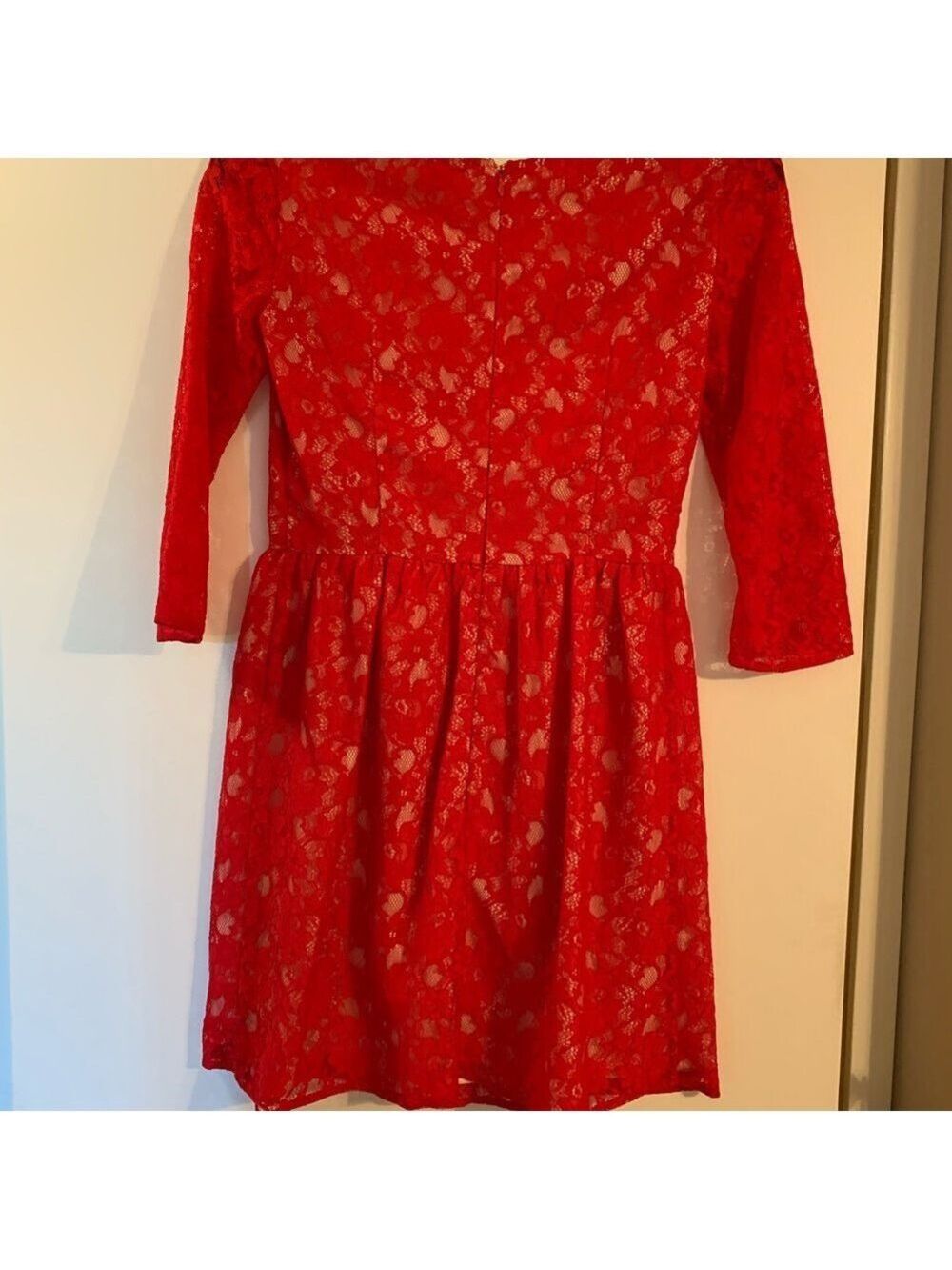 French Connection Red Lace Dress Size 6 - Picture 4 of 5